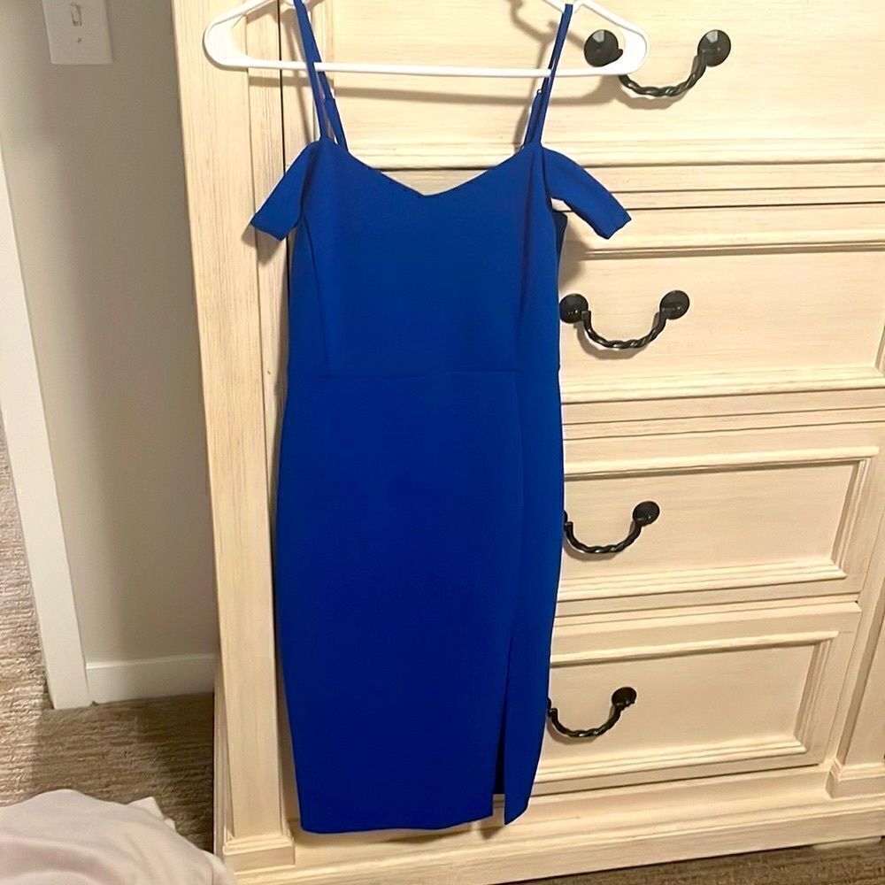 Express off shoulder royal blue dress